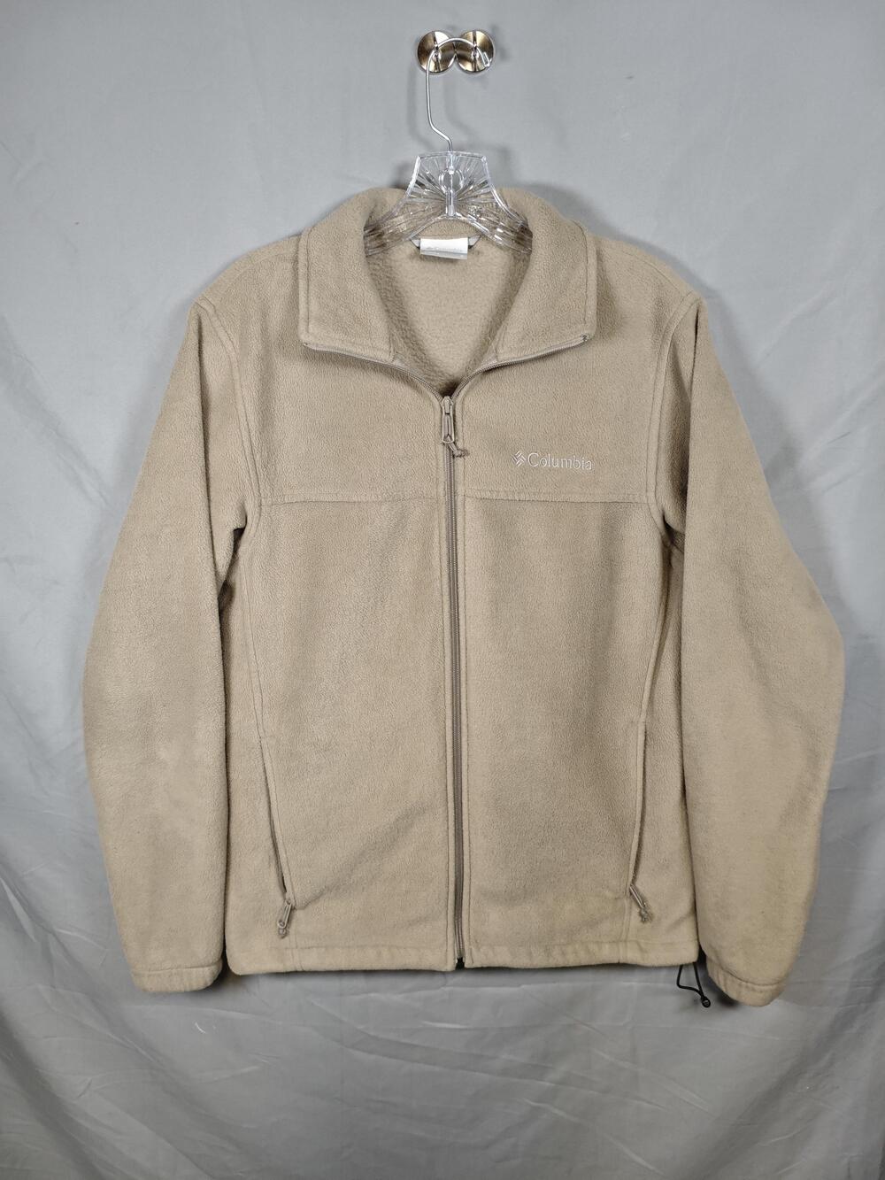 Columbia Jacket Womens Small Beige Tan Fleece Full Zip Outdoors Hiking Warm